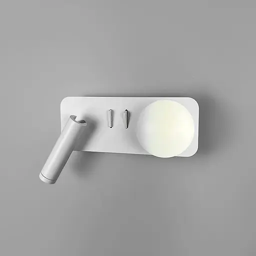 Ліве біле бра на 2 вимикачі з білим плафоном та спотом Line F Арт. WJ032/2 L WT (лівий) - фото 6