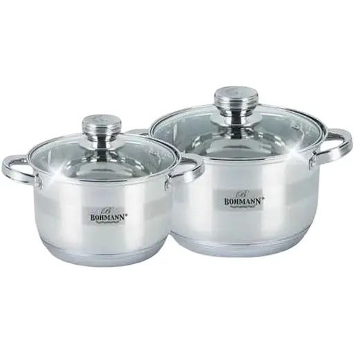 Набір каструль із 4 предметів Bohmann з нержавіючої сталі BH-04-275 Ø18см Ø20см Сірий - фото 1