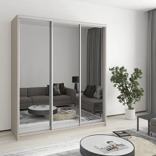 Шафа-купе тридверна MebelStar Комбо AL 3 Дзеркала 180x60x210 см Кашемір (MBS-3406)