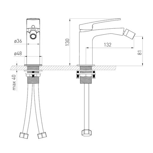 Смеситель для биде pistola gris Volle Cante 1512.021005 Графіт - фото 2