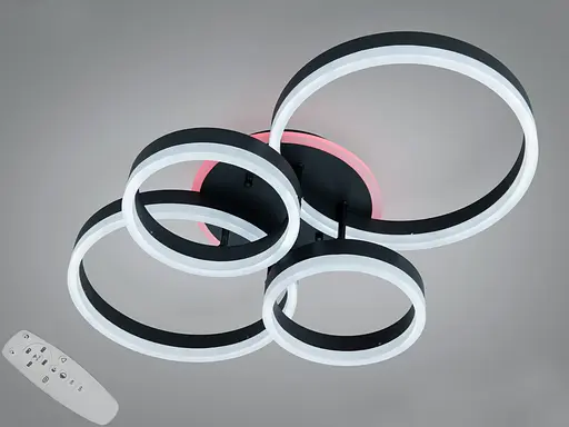 Люстра Diasha Rings чорна LED 4 кільця димер - фото 1