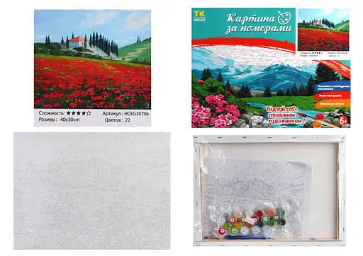 Набір для розпису по номерах Квіткове поле, TK Group, 30x40 см, 30796