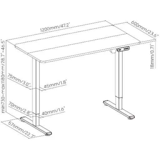 Стол компьютерный 2E СЕ120W-MOTORIZED с регулировкой высоты - фото 6
