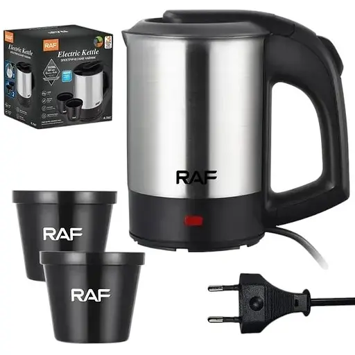 Компактный туристический чайник с двумя чашками RAF R7887 / Мини-чайник электрический