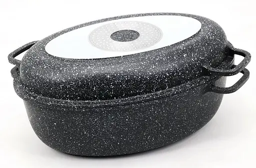 Гусятниця з жаровнею Styleberg ST-3034 з мармуровим покриттям 7 л 3.5 л, 3 предмети Чорний - фото 3