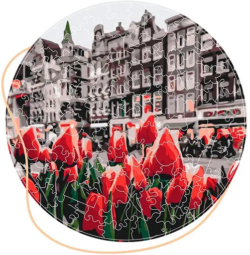 Деревянный пазл в коробке Тюльпаны Амстердама. - фото 1