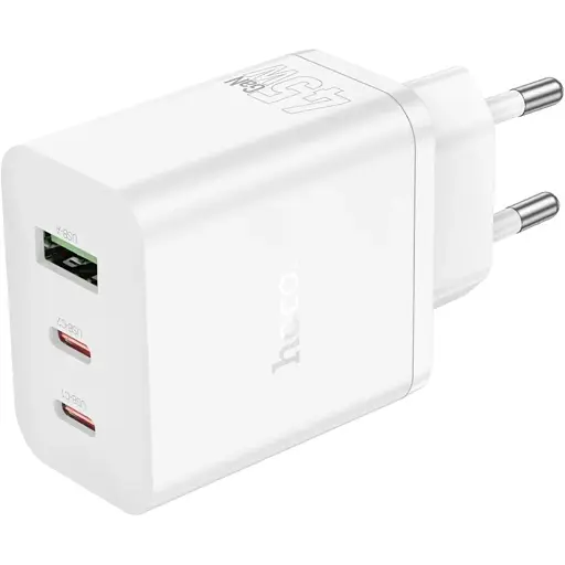 Мережевий зарядний пристрій Hoco N50 USB/2 Type-C PD 45W білий - фото 1