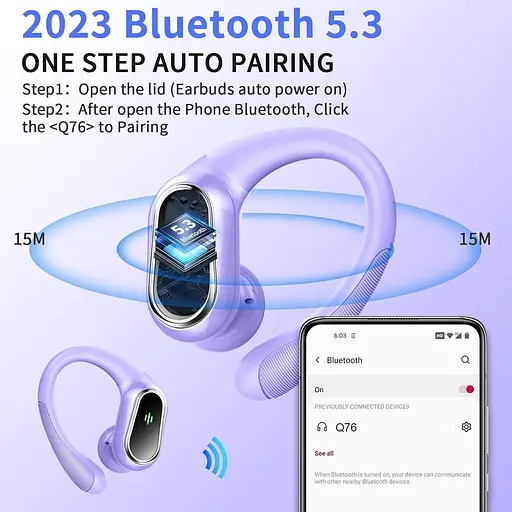 Беспроводные наушники, Bluetooth 5.3 Спортивные наушники, Bluetooth-наушники с микрофоном с шумоподавлением ENC, беспроводные - фото 4