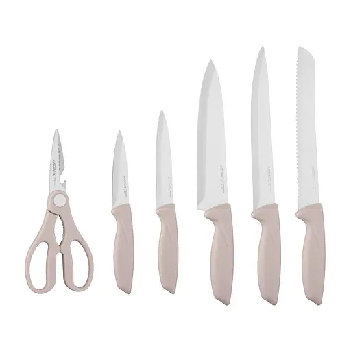 ARDESTO Набір ножів з блоком Gemini, 7 предметів, нержавіюча сталь, пластик, бежевий - фото 2