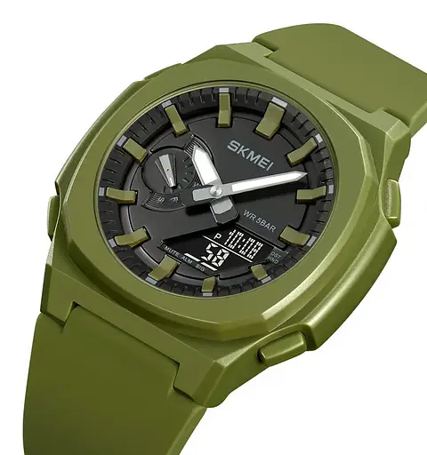 Годинник чоловічий наручний Skmei 2091 (Зелений з чорним) - фото 2