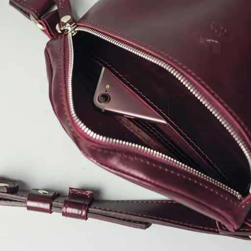 Шкіряна поясна сумка бордова - фото 6