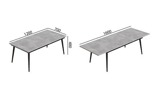 Стіл журнальний трансформер Dandi Small Ferrum-decor 45x120(160)x70 Чорний метал ДСП Бетон 16 мм (FRD-106793) - фото 8