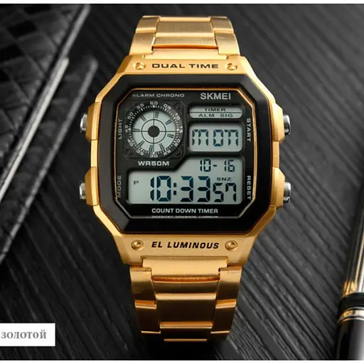 Мужские часы Skmei 1335 Ripple Gold - фото 5