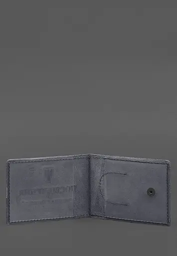 Кожаная обложка для удостоверения участника боевых действий с карманом для жетона синяя Crazy Horse - фото 3