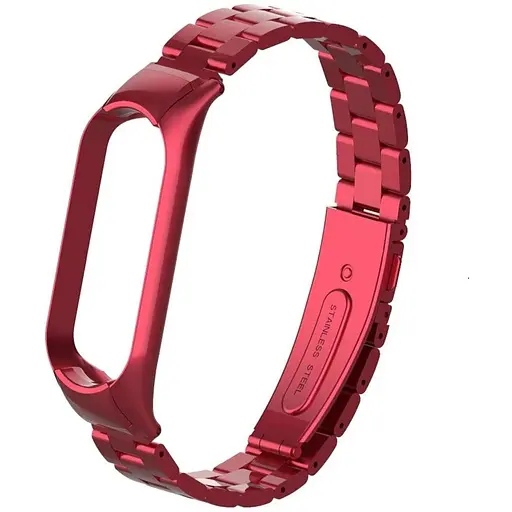 Ремешок для фитнес-браслета Boorui для Xiaomi Mi Band 5 и 6 металлический красный