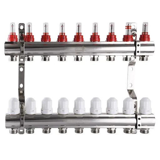 Коллектор с расходомерами, регуляторами и креплением ECO 001D 1″x9 000013462 - фото 1