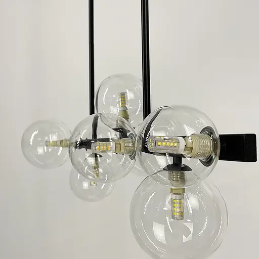 Удлиненная черная люстра-молекула на 8 плафонов 75 см | Ст. AT 32/8L BK+CL | Line F - фото 3