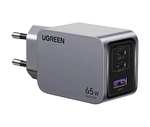Зарядний пристрій адаптер живлення Ugreen X755 Nexode Pro 65 W 3 порти (25871) сірий - фото 1