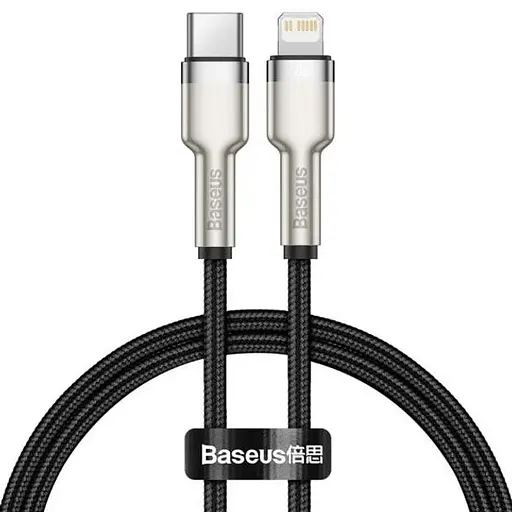 Кабель PD - укороченный Baseus Cafule Metal Type-C to Lightning 20W 25 см черный