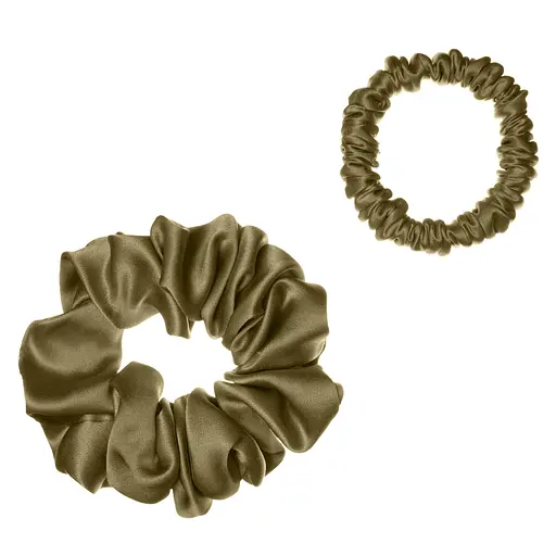 Набір із 2 шовкових резинок для волосся Чумацький Шлях S+L - два режими фіксації хакі (1244-02) - фото 1