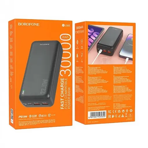 Портативний зарядний пристрій  Power bank Borofone BJ38B Power 22.5W 30000 mAh Чорний - фото 6