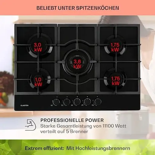 Варочная поверхность газовая Klarstein Ignito 5 Sabaf (10033133) - фото 5