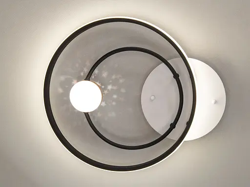 Стильная светодиодная потолочная люстра кольца, 35 Вт, черная+белая - фото 3