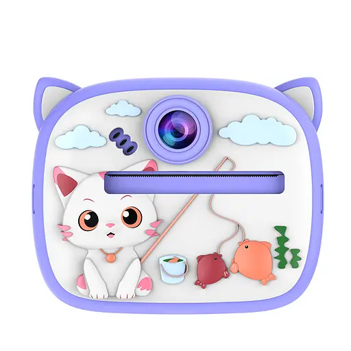 Фотоаппарат-принтер с мультяшным котом, детский, с мгновенной печатью