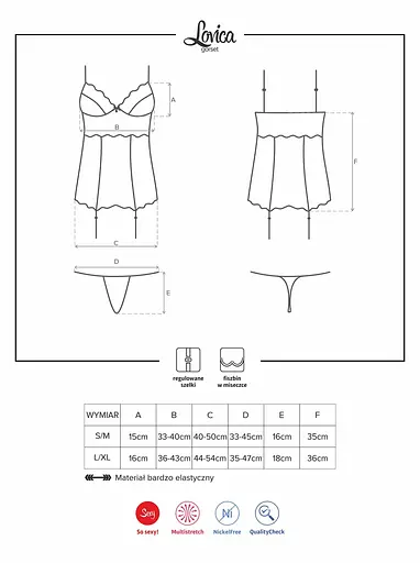 Корсет с подвязками для чулок Obsessive Lovica XXL красный - фото 5