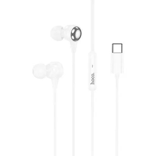 Дротові навушники Hoco M116, вакуумні, з мікрофоном, Type-C, 1.2m, white