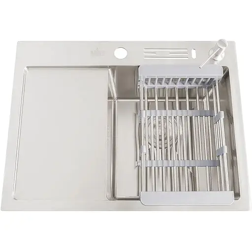 Накладна кухонна мийка Nett NS-6045(L) з лівим крилом - фото 5