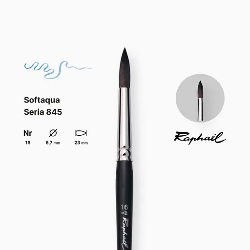 Кисть синтетика круглая Raphael Softaqua, №16, профессиональная, короткая ручка - фото 2