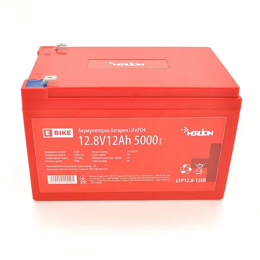 Литий-железо-фосфатный аккумулятор Merlion LiFePO4 12.8V 12AH(4S2P/BMS-15A), (151x99x99) для электротранспорта, 5000 циклов, Q12