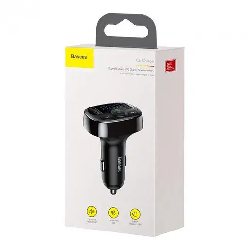 FM-модулятор трансмітер Baseus T-Typed + bluetooth (2USB) CCTM-01 Black - фото 3