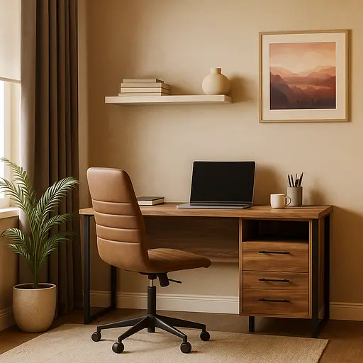 Стіл прямий лофт з тумбою ОП-172 Orange-Line 1400х600х750 Чорний/Дуб Бароко рістретто - фото 5