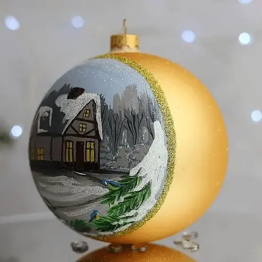 Ялинкова прикраса Санта Шоп Синиці біля будинку скло (4820001041781) - фото 3