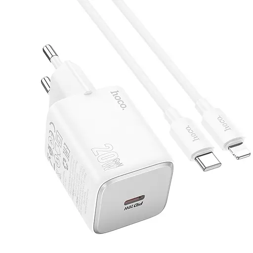 МЗП Hoco N40 Mighty PD20W (1USB-C) + кабель Type-C to Lightning White - фото 3