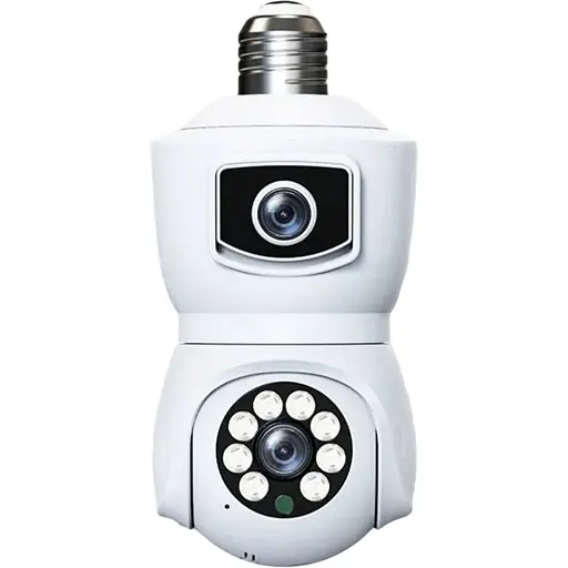 IP камера відеоспостереження в патрон RIAS V380-E27 (v380 APP) Wi-Fi 2 об'єктива 2MP+2MP White