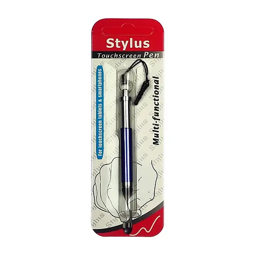 Стилус-брелок ємнісний, висувний, синій - фото 4