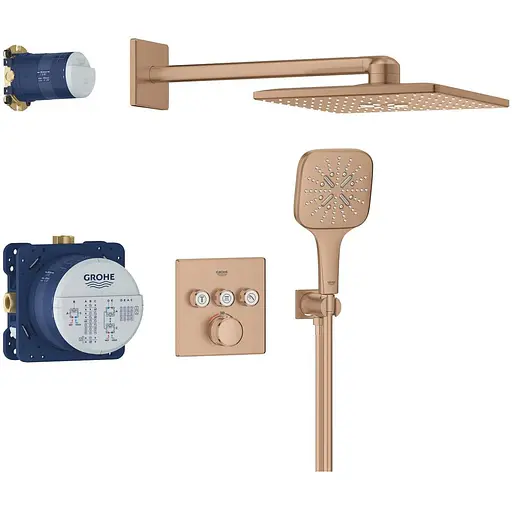 Душова система прихованого монтажу Grohe Grohtherm Smartcontrol з Rainshower SmartActive 310 Cube 34864DL0, Теплий захід сонця - фото 1