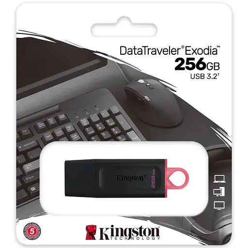 USB Flash Kingston DT Exodia 256GB USB3.2 Gen1 Black/Pink, Retail - фото 3