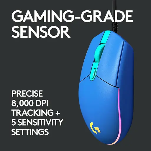 Мышь компьютерная Logitech G203 Gaming Lightsync RGB Blue (910-005792) - фото 6