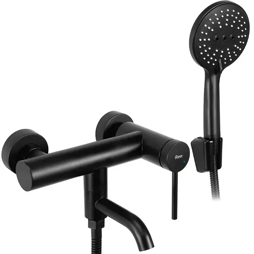 Змішувач для ванни Rea Clif black настінний з виливом REA-B4240 Чорний матовий - фото 1