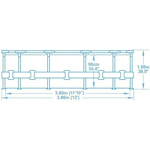 Каркасный бассейн Bestway 56709 мега большой размер 366 x 100 см с фильтрующим насосом и лестницей - фото 4