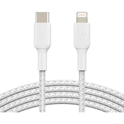 Кабель Belkin USB-С - Lightning, BRAIDED[2m, white]