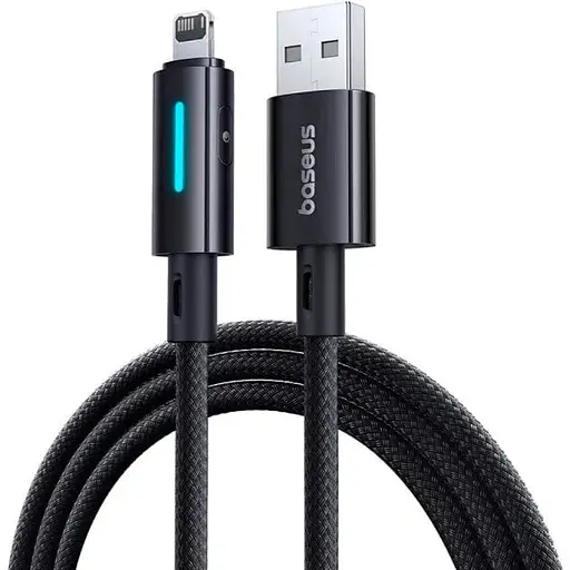 Кабель Baseus Lit Button-Control Fast Charging Data Cable USB-A to iP 2.4A 2 м Чорний