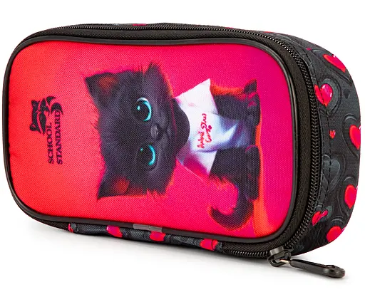 Пенал шкільний для дівчинки з Котиком м'який School Standard (PSS-125) - фото 3