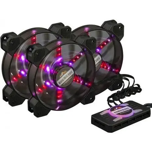 Вентилятор 120 мм Frime набір RGB-вентиляторів + Fun hub + ДК Frime Iris Flicker KIT 1200 ±10% об/хв живлення 6pin - фото 1
