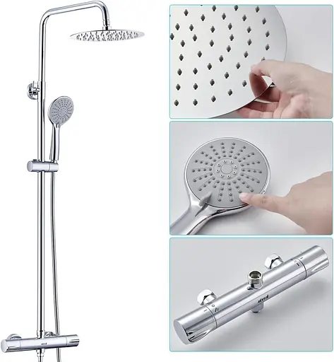 Термостатична душова лійка Ulytid 38℃ хромована душова система для ванної кімнати - фото 2