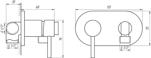 Набір гігієнічного душа прихованого монтажу Globus Lux GLN-2-106MIX, Хром - фото 7
